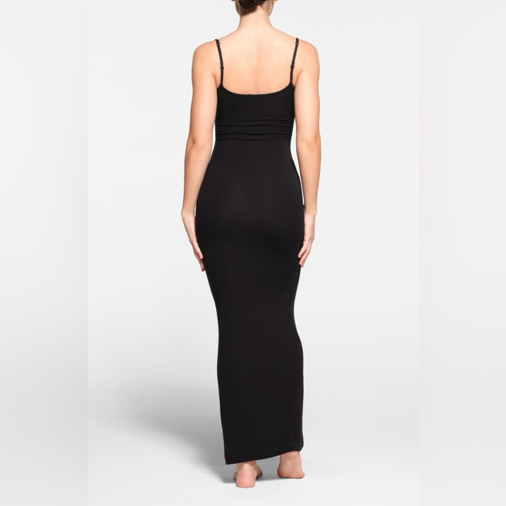 Skims Soft Lounge Long Slipdress Ribbed Maxi Dress in Onyx Black NWT - Picture 2 of 7